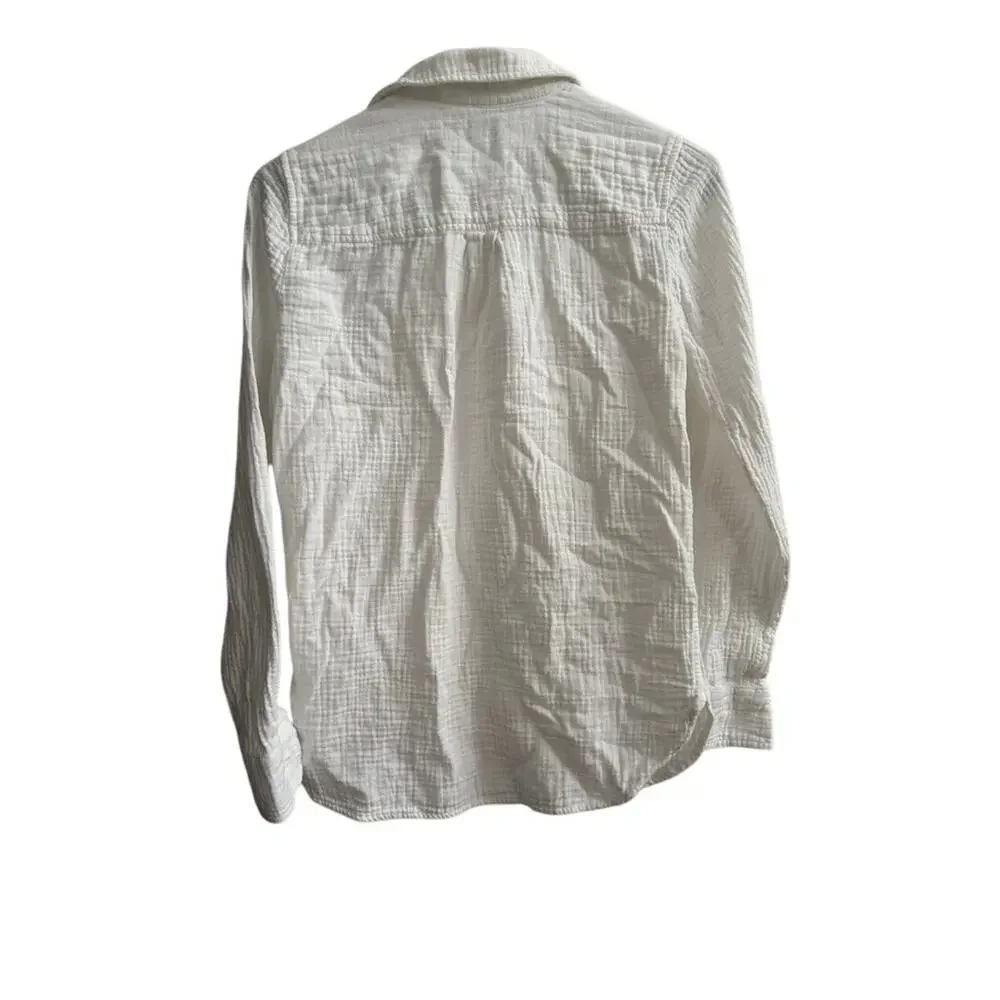 J. Crew White 100% Cotton Gauze Button Front‎ Shirt Womens Sz XXS IMPERFECT - Picture 2 of 9